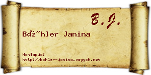 Böhler Janina névjegykártya